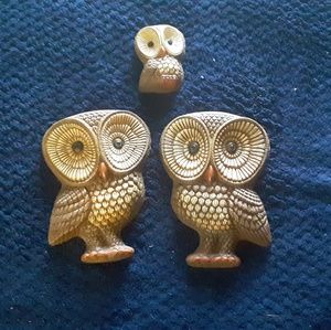 Vintage 70s "Family of OWLS"Wal Decor